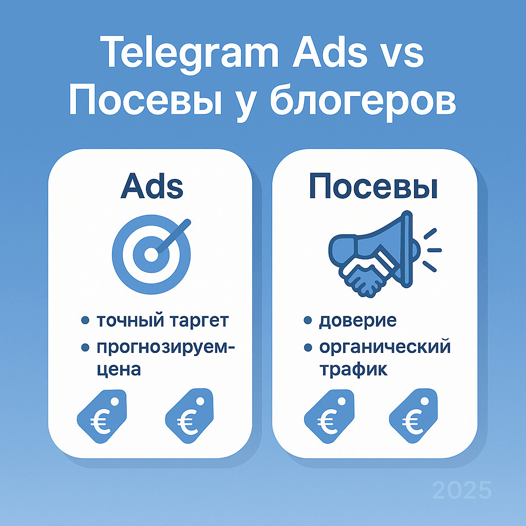 Сравнение телеграм Ads и посевов у блогеров